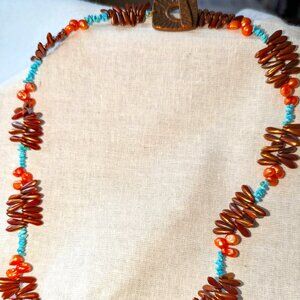 New choker style glass rice bead necklace with unusual clasp